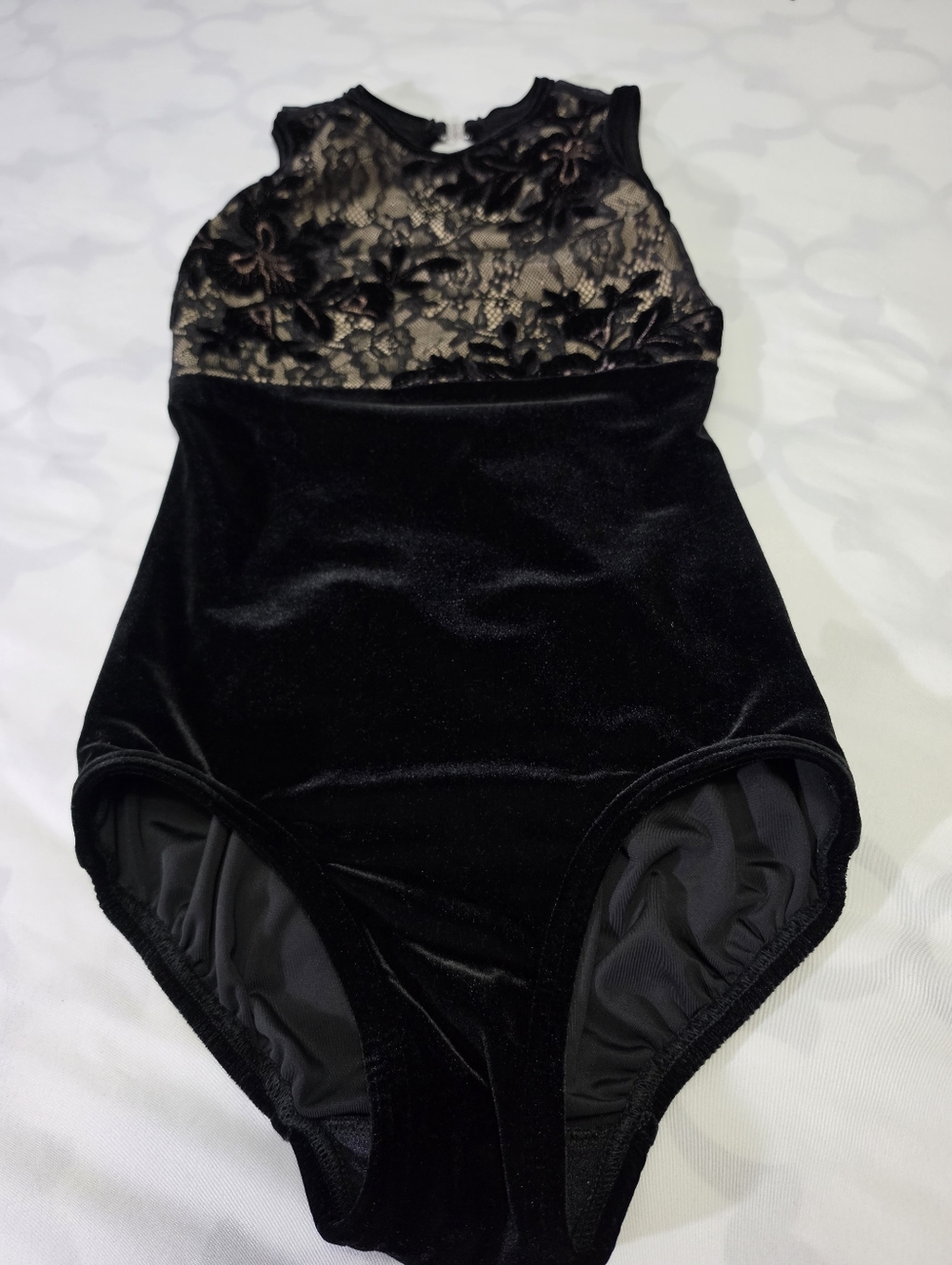 Details Dancewear with Lace and Embroidered Velvet Bodysuit Leotard Size Med - Picture 7 of 13